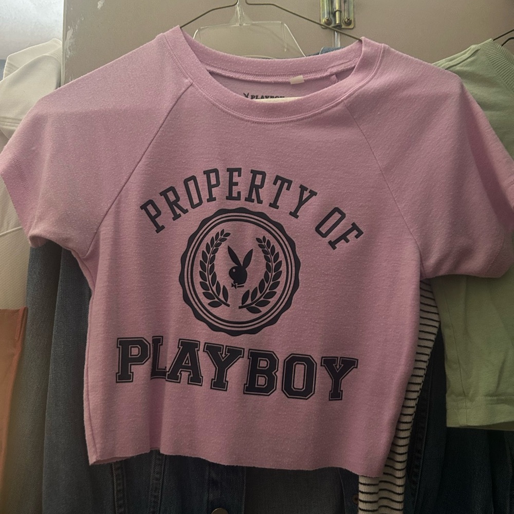 Playboy Pink Cropped Tee
